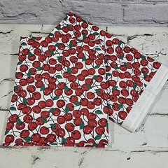Vintage Cherry Print Cotton Fabric 2 Cut Pieces 1yard And 1.5 Yards Sew Crafts
