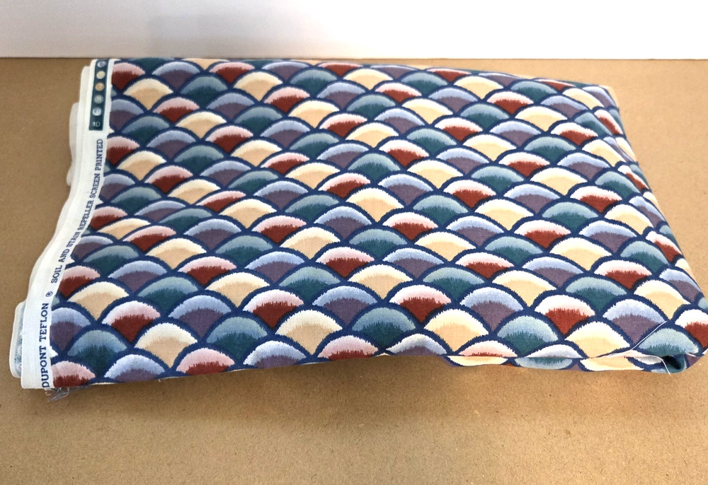 Stanley King Studio Dupont Teflon Fabric 33″ x 66″ Peacock Scallop Pattern
