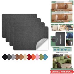 Linen Repair Patches 4 Pack Self-Adhesive Fabric Tape 10×14 Inch Dark Grey Sofa