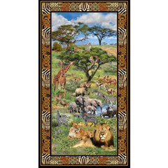 Patchwork Quilting Sewing Fabric Serengeti Plains Panel 62x110cm
