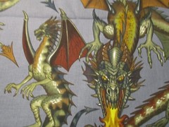 Alexander Henry Cotton Fabric Tale of the Dragon Large Directional Print 1.75 Yd