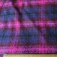 Plaid in Hot Pink/ Burgundy/Indigo Soft Boucle Suiting w/ Black Metallic – Italy