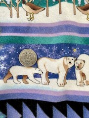 Winterwood Flannel Fabric Polar Bears Bunnies Goose Squirrels Blue BTY