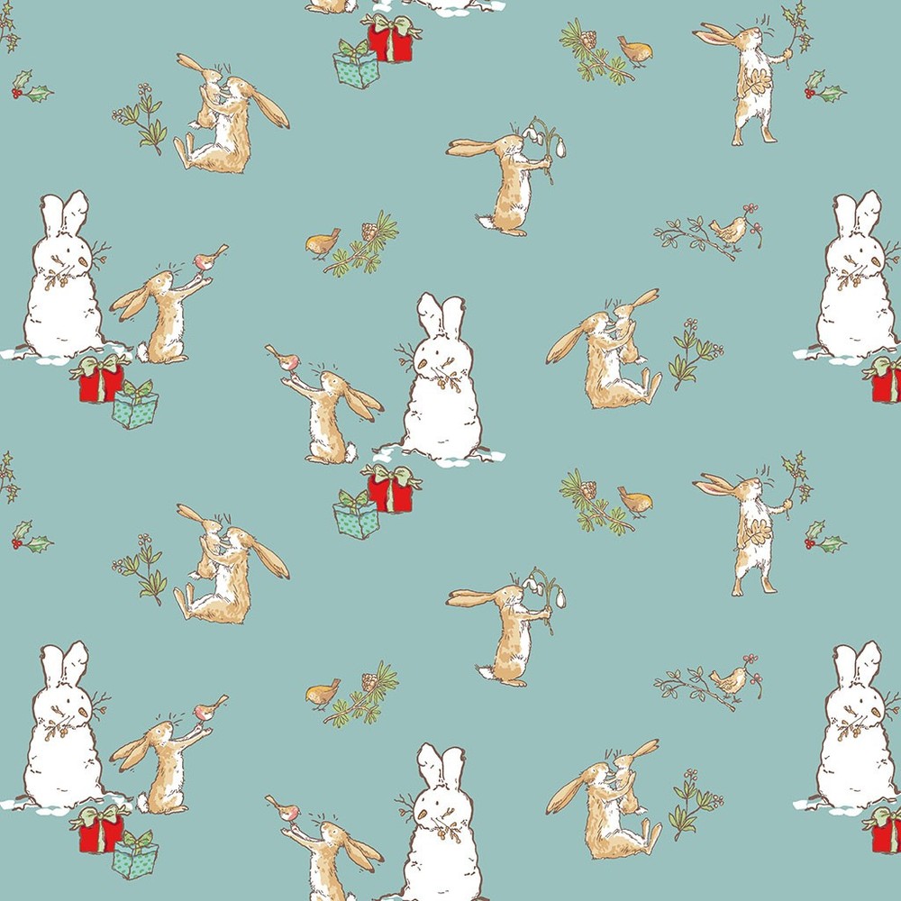 Bunny Scenes in Teal | Guess How Much I Love You | Clothworks