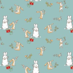 Bunny Scenes in Teal | Guess How Much I Love You | Clothworks