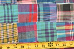 35″ Long x 43″ Wide, Pieced 3″ Colorful Plaid Squares Quilt Cotton, P2836