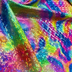 Abstract Multicolor Metallic Print Spandex Fabric Stretch by Yard for Swimwear