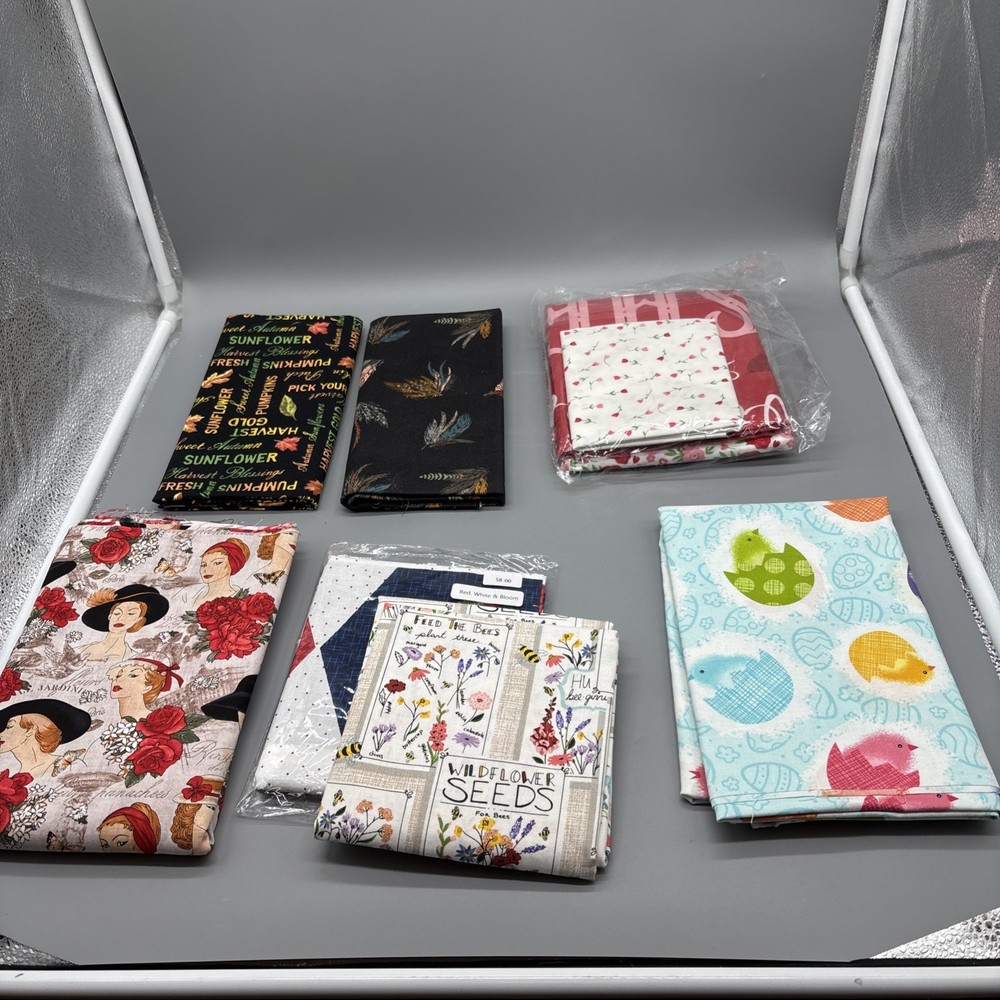 Moda Quilting Fabric Lots 7 Yards In Total Spring Flowers And Easter Eggs Chicks