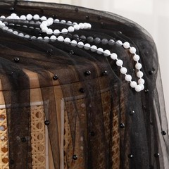 1 Yard Black Pearl Tulle Fabric,60 Inch Wide Wrinkle Free Pearl Mesh Fabric B…
