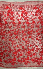 Nina RED Polyester 3D Floral Embroidery on Mesh Lace Fabric by the Yard – 10032