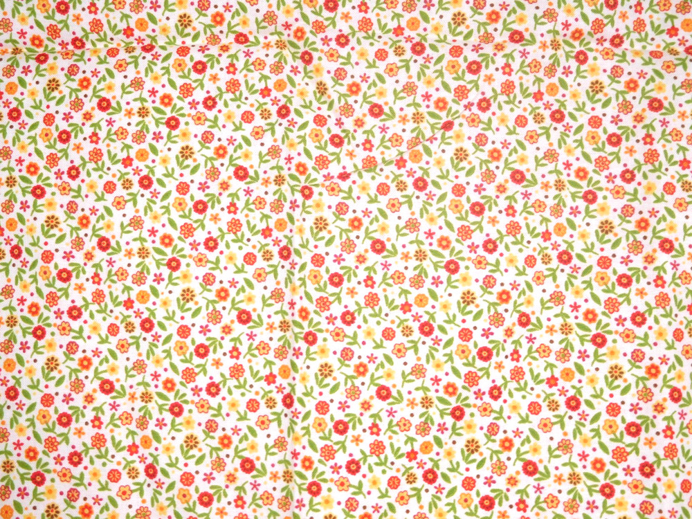 Tiny sunny orange & yellow Flowered Calico cotton Fabric 2/3’s yd. x 44