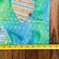 Fabric Tie Dye Appliquéd Sea Life Fish Blue Green Cotton India Approx 3.5 Yd
