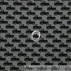 BonEful Fabric FQ Cotton Quilt Gray Black VTG Calico Pick Up Truck Boy Small USA