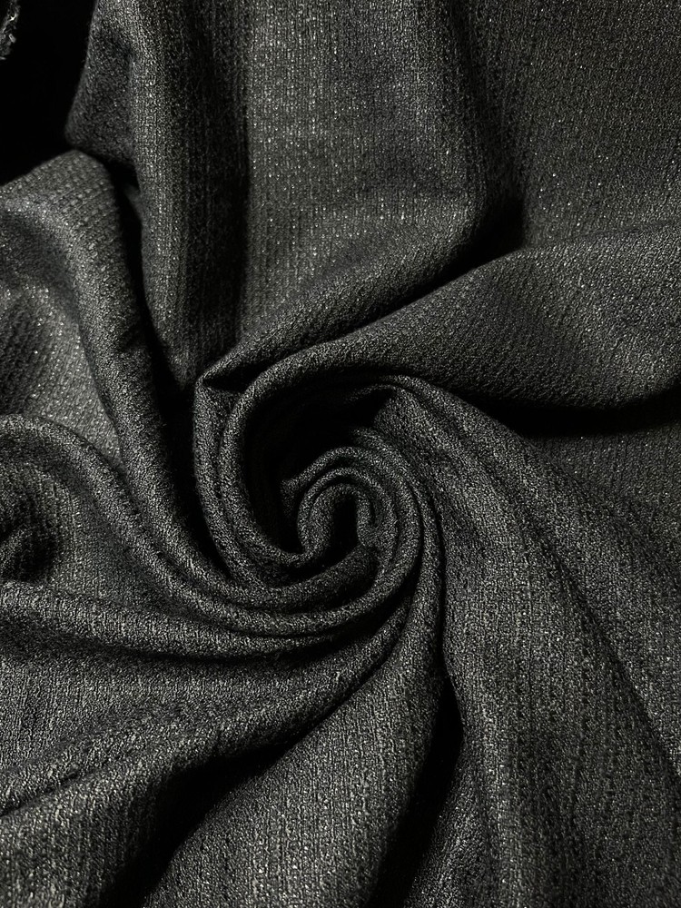 Metallic boucle suiting black fabric by the yard or roll