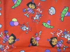 Dora the Explorer with Boots W/PARTY Cotton FABRIC RED MULTI 1 1/2 YDS X 44″