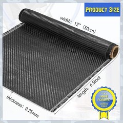 6.5ft x 12″ Carbon Fiber Fabric Roll Pure Fabric Carbon Fiber Sheet 2 x 2 Twi…