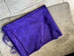 DEEP PURPLE SATIN Jacquard Brocade Fabric Rosette Floral 58 Inch Polyester, BTY