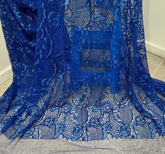 Royal Blue Metallic Embroidered Sequins Lace Fabric 50” Width Sold By The Yard