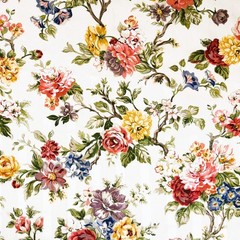 Vintage Mill Creek Cottage Core Floral GARDEN Cotton Drapery Pillow Fabric BTY