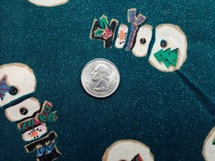 Folk Snowman Iridescent Christmas Fabric Dark Winter Green Holiday 3yd 16in 44w