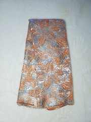 Brocade Fabric Light Green Jacquard fabric Floral brocade Orange Jacquard 5yards