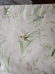 Thibaut 1998 Floral & Birds Cotton Sateen White Fabric Rare “Augustine”