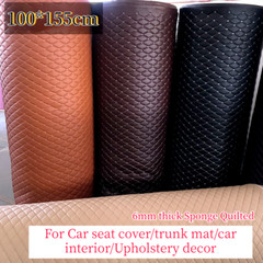Plaid Check Faux Leather Quilted Fabric Thicken Diamond Cloth Sponge Back DIY
