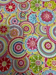 Colorful Medallion Floral Fabric Remnant 36×8 Cotton Quilting Bright Boho Circle