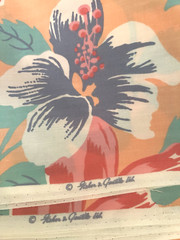 Vintage Fisher & Gentile Ltd. Hawaiian Hibiscus Pastel Peach Cotton Floral BTY