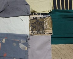 5 lb 1 oz Box of Assorted Fabric Scraps – Yellows Browns Greens Black FSBTB134
