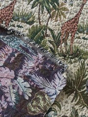 Vintage Jungle Animals Jacquard Woven Tapestry Fabric, 54 x 80 inches