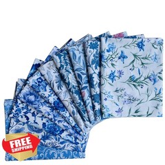 newamishquilt Fat Quarters Blue Floral 10 PCS