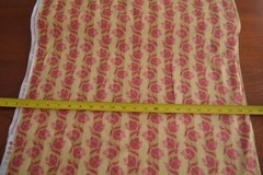 By 1/2 Yd, Deep Pink Floral on Yellow & Gold Striped, Andover/Nanneman B114