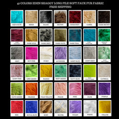 42 Colors Eden Shaggy Long Pile Soft Faux Fur Fabric