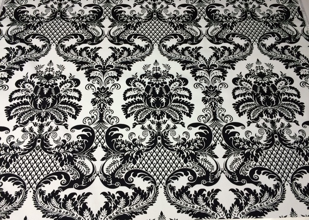 LACEFIELD DESIGNS MARSEILLE INK BLACK FLORAL DAMASK CALAIS FABRIC BY THE YARD