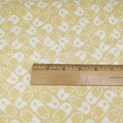 Flannel Fabric Joann’s Yellow with Diaper Pin Pattern 4.25 Yards x 43″