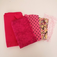 Fabric Scraps For Craft Varies of Sizes n Fabric Types- Theme Color Pink 12oz