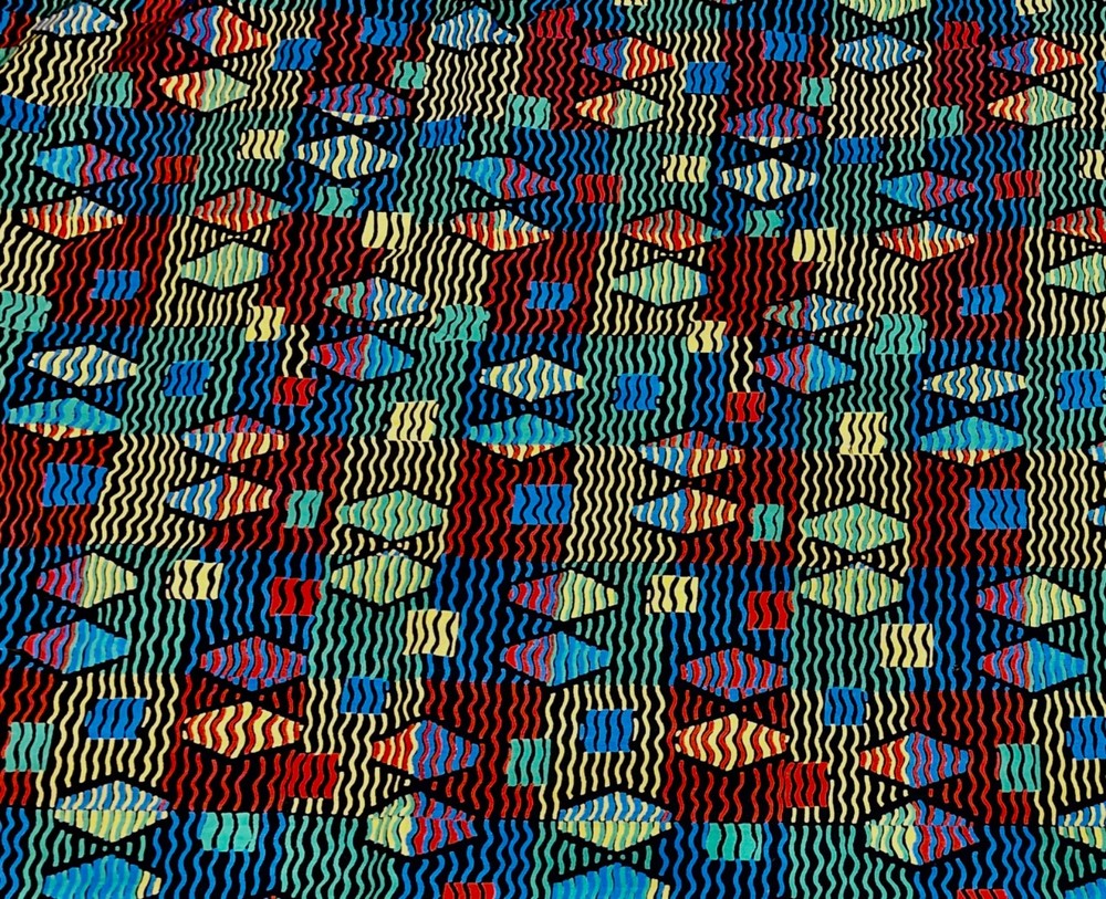 African Tribal Ethnic Cotton Fabric Wavy Lines Geo Shapes Quilt Craft BTY 36″W