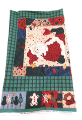 VTG Old Time Santa Squares Leslie Beck VIP Craft Fabric Panel Cotton 1 Pc 35×43
