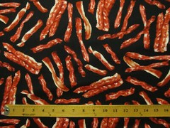 Bacon Strips Meat Bacon Snacks Food Cotton Fabric FQ