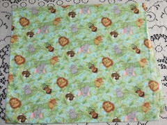 Flannel Jungle Babies Safari Animals Green Monkey Lion Kids Fabric Print 2YD