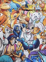 DISNEY Characters Custom Print Spandex Stretch Cotton Fabric 110 x 54 In New