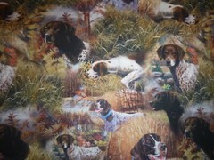 Sporting Dogs In The Field Cotton Fabric – 15 INCHES WIDE and 36 INCHES LONG
