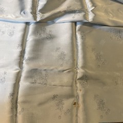 Vtg 1950s Harilela’s Hong Kong Silk Blend Brocade Fabric Turquoise Silver 5 Yard