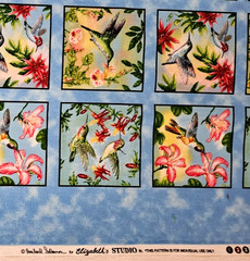 Hummingbird Fabric Elizabeth’s Studio Cotton 39 X 43 Inches