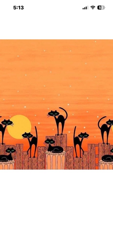 Stray Cat Strut Double Border Full Yard Black Cats on a Fence by Michael Miller