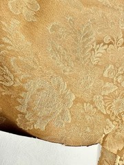 VTG Vinyl Backed Upholstery Fabric MCM Retro Gold French Damask Tapestry