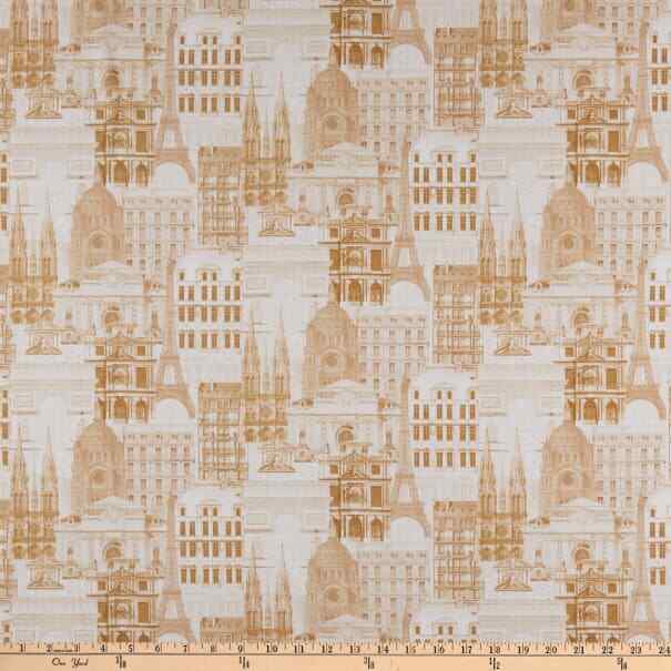 Whistler Studios Merci Paris Architecture Cafe Cotton Fabric BTY 36″ x 43″