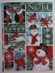 Fabric Cotton Pic B Christmas Snowmen Cardinal 11 1/2″ L x 8 3/8″ W Quilt Sew
