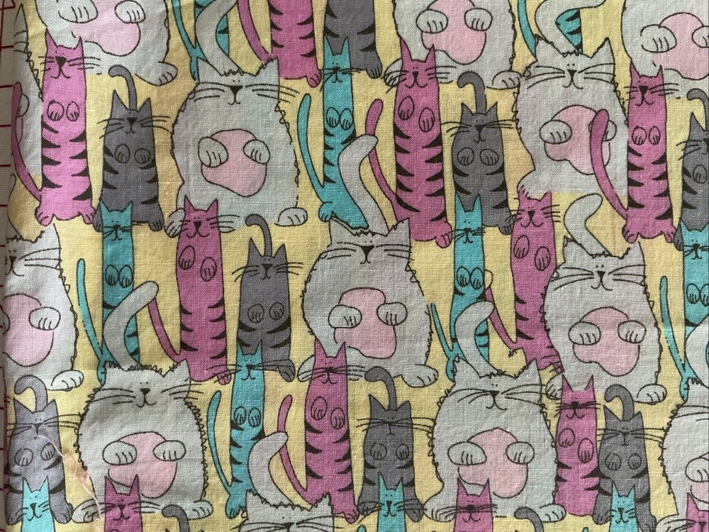 3 Yd 22” x 40” Fabric Pastel Fun Cats #6611 by Springs Prewashed